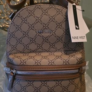 Nine West Tan and Brown Patterned Backpack